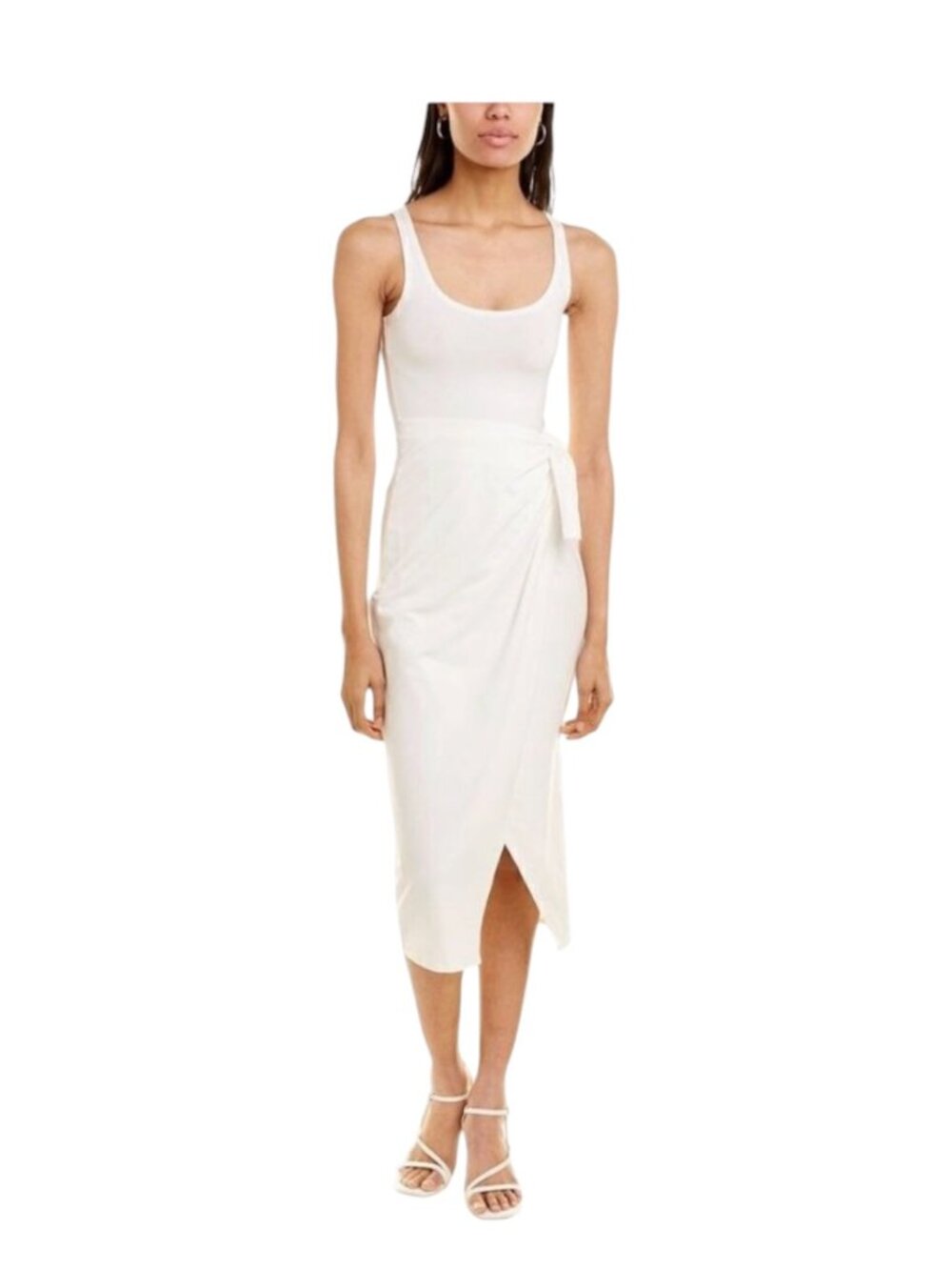 French Connection Faux Wrap Midi Dress White Size 10 Vacation Resortwear Summer